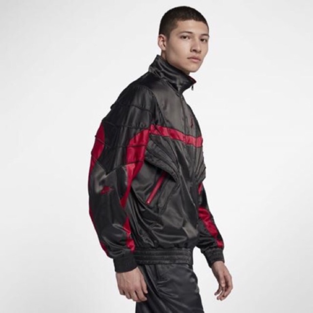 Air Jordan Satin Jacket Black Red JE16 - Picture 6 of 8